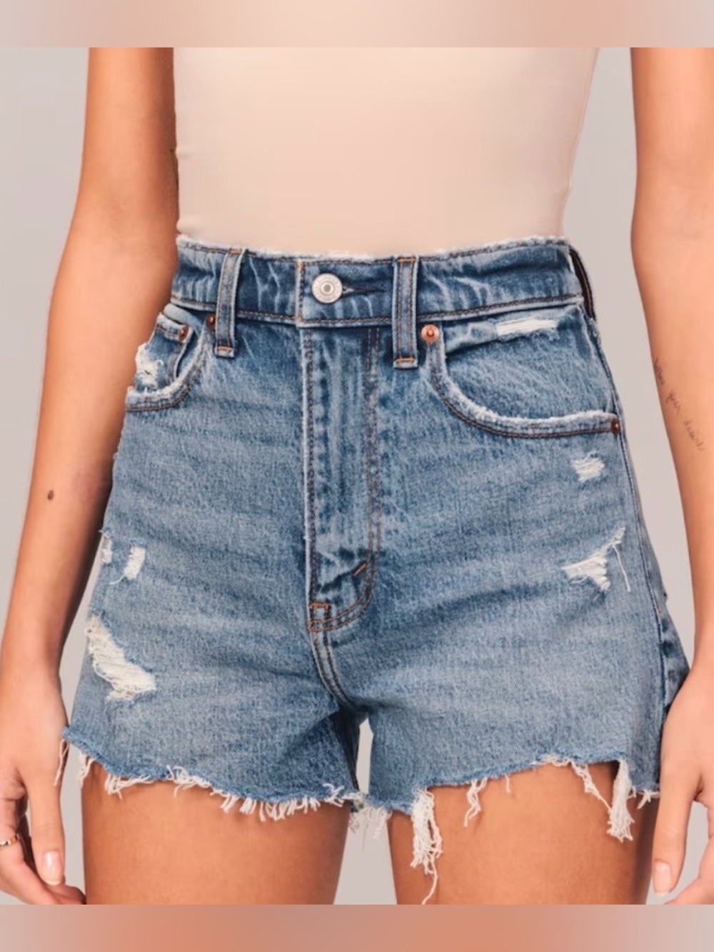 Abercrombie & Fitch The Mom Short High-Rise Jean shorts distressed